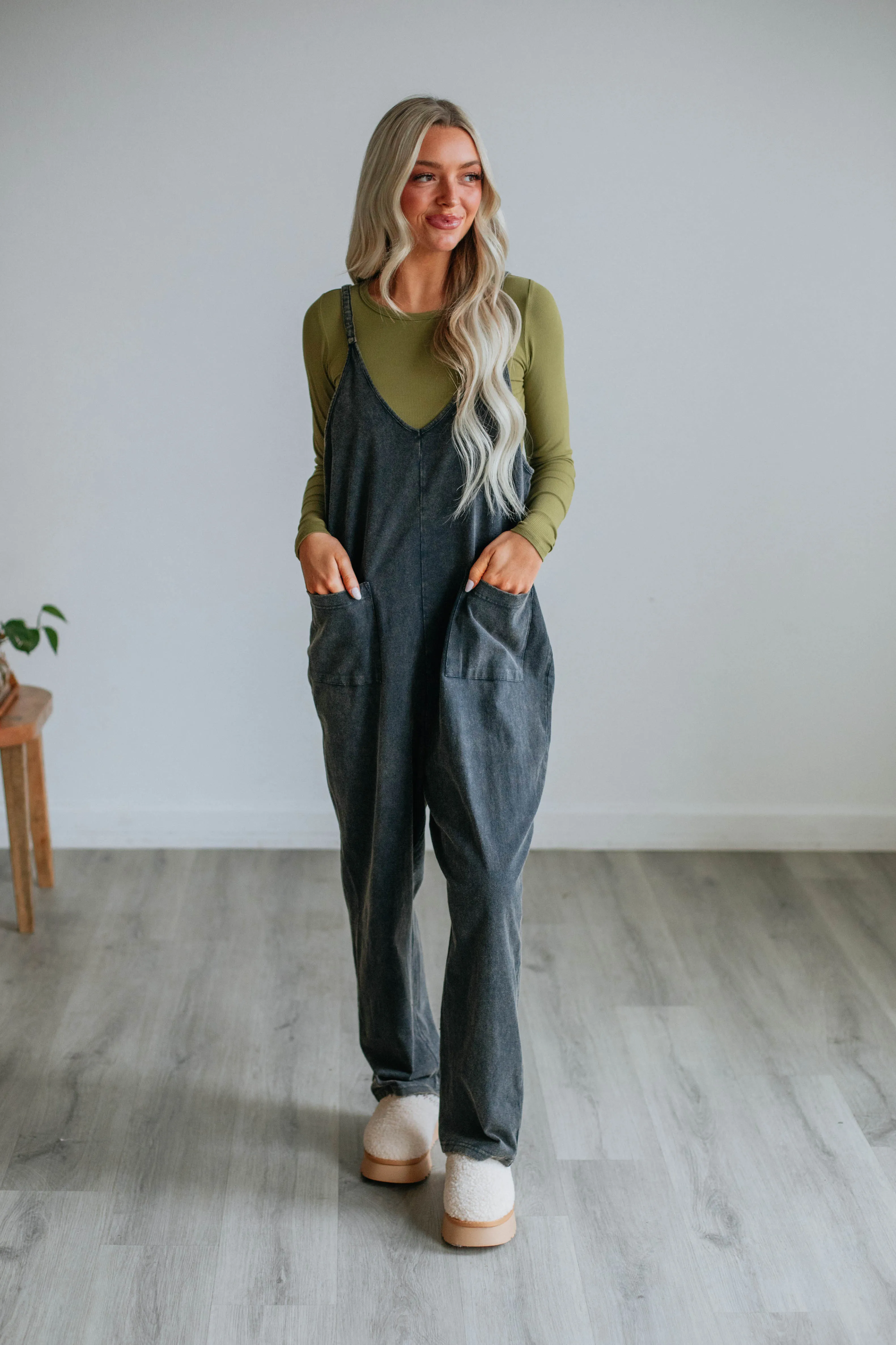 Rowe Jumpsuit - Ash Black sold by Wild Oak Boutique