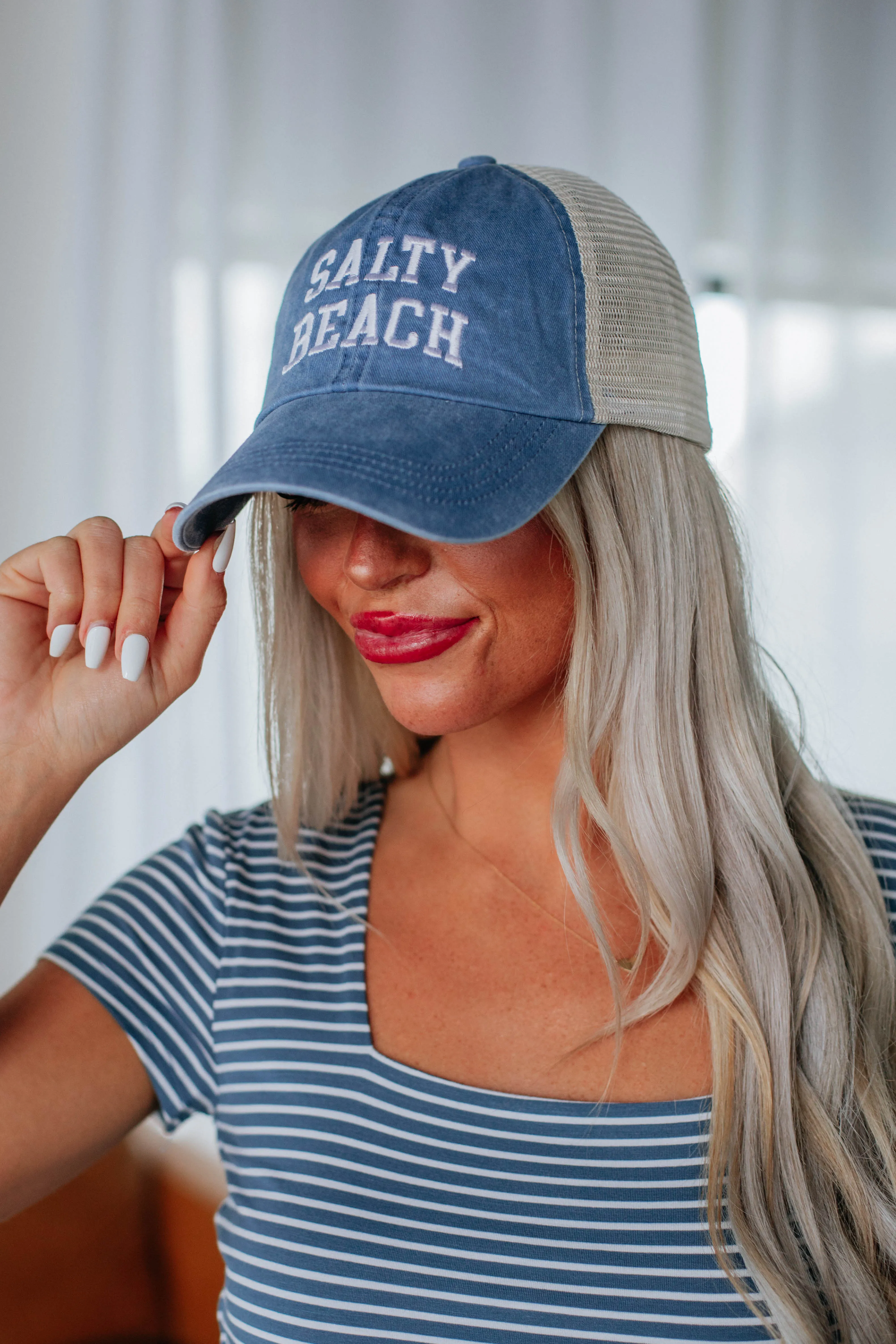 Salty Beach Baseball Cap - Denim Blue sold by Wild Oak Boutique product image thumbnail 3