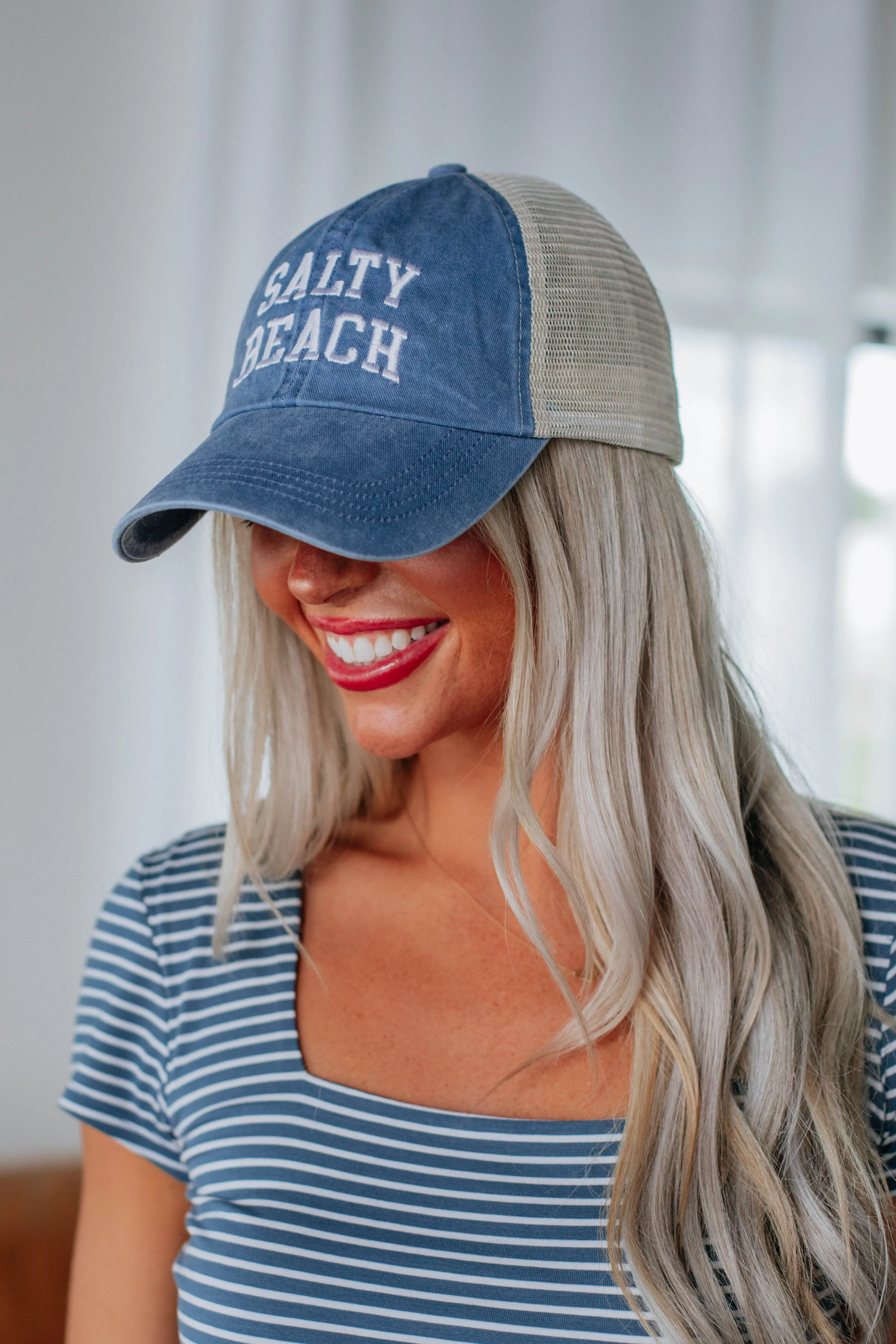 Salty Beach Baseball Cap - Denim Blue sold by Wild Oak Boutique