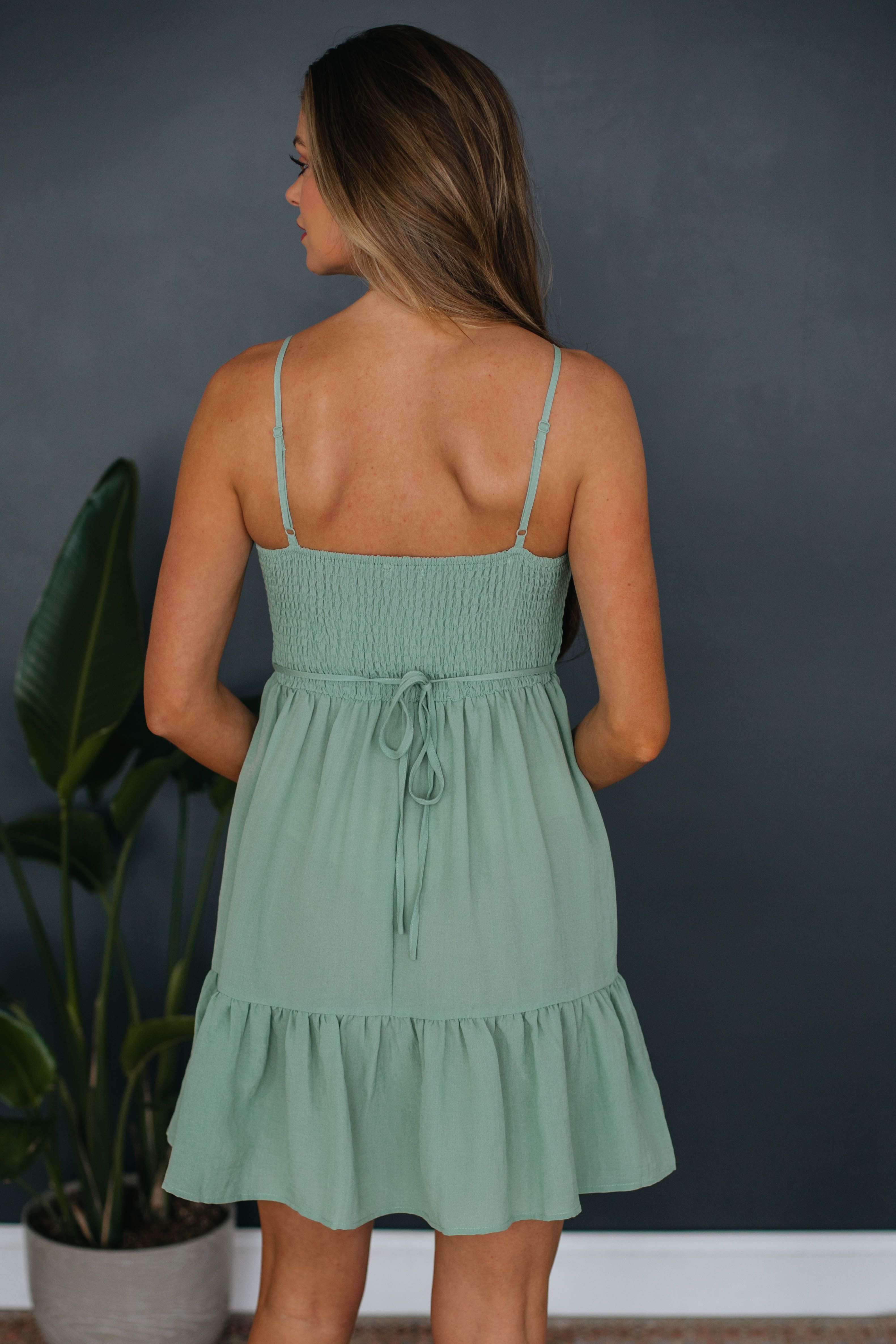 Jackie Smocked Dress - Sage sold by Wild Oak Boutique product image thumbnail 4