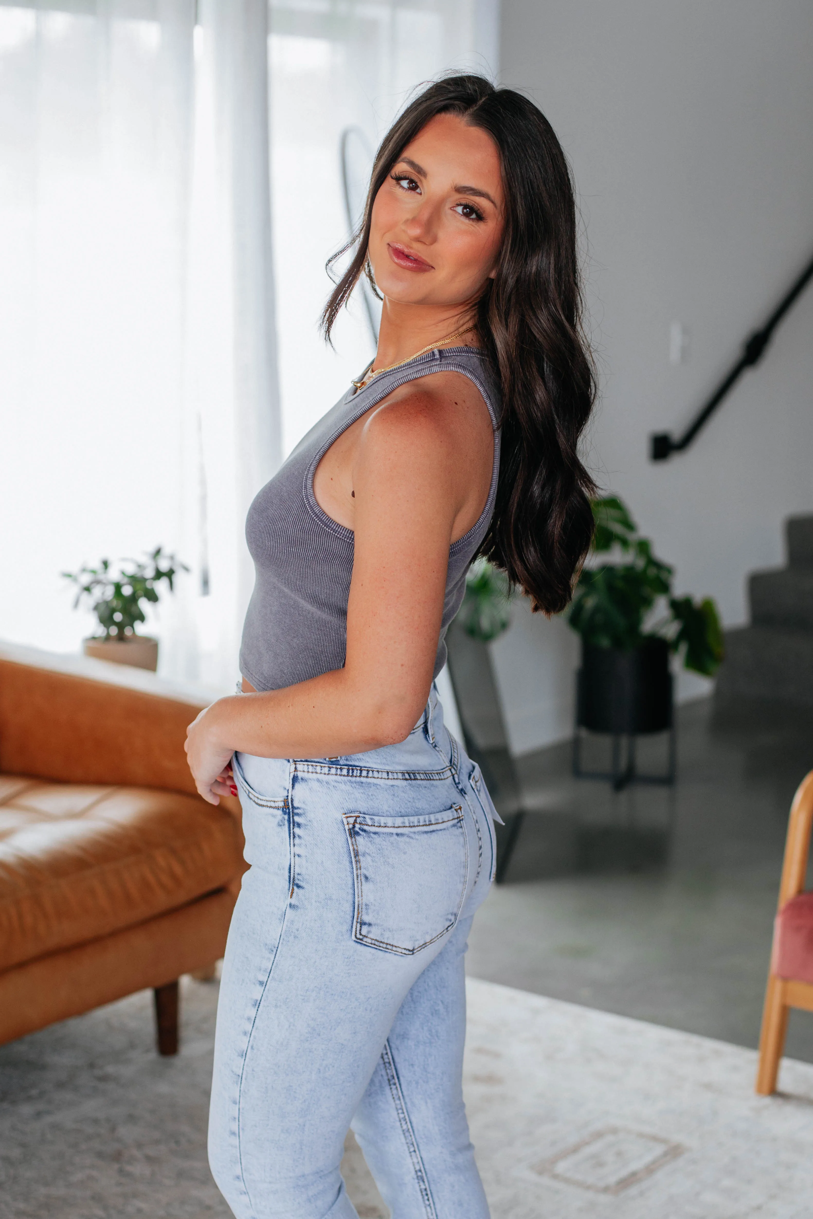 Julian Ribbed Tank - Navy sold by Wild Oak Boutique product image thumbnail 3