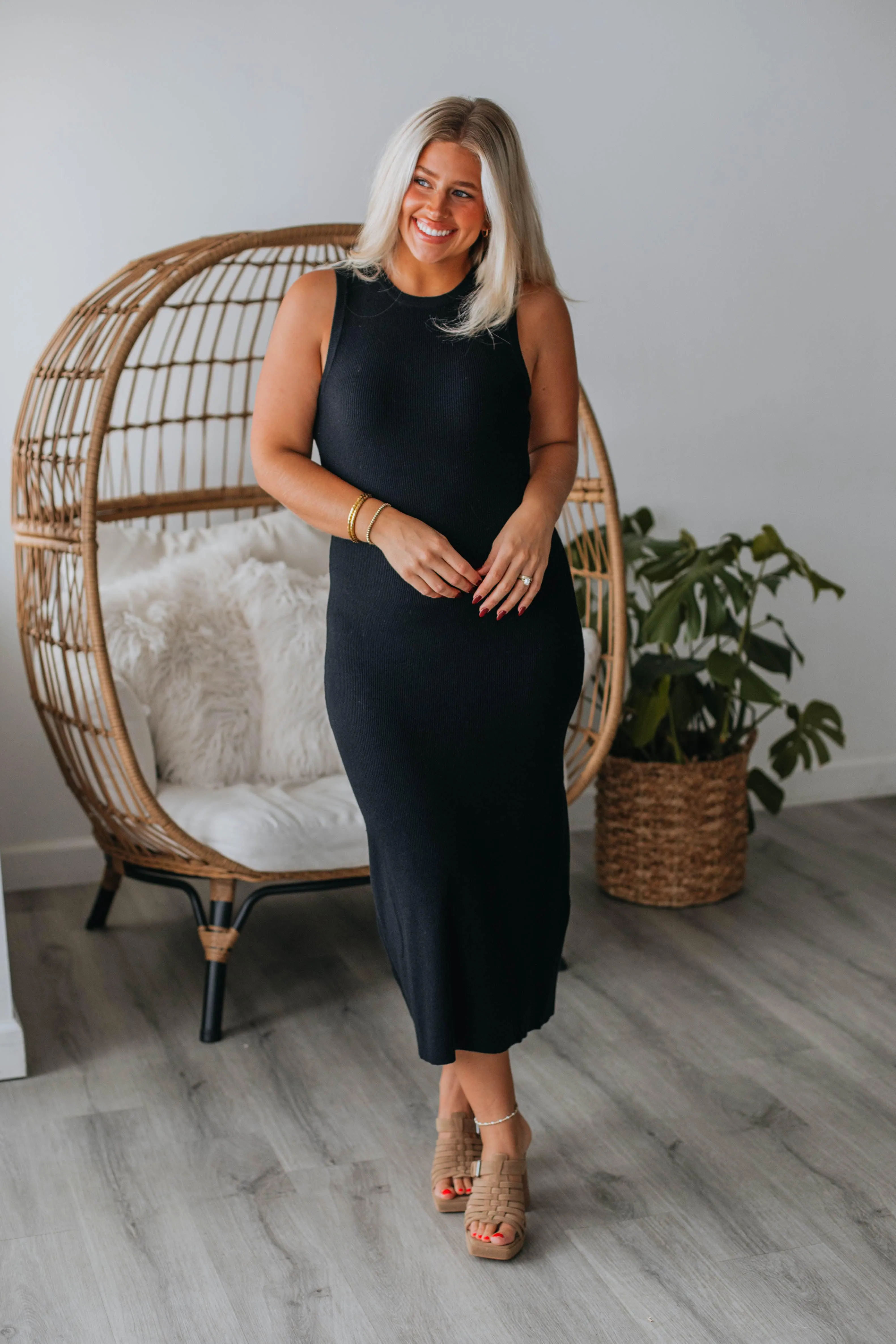 Coen Ribbed Dress - Black sold by Wild Oak Boutique