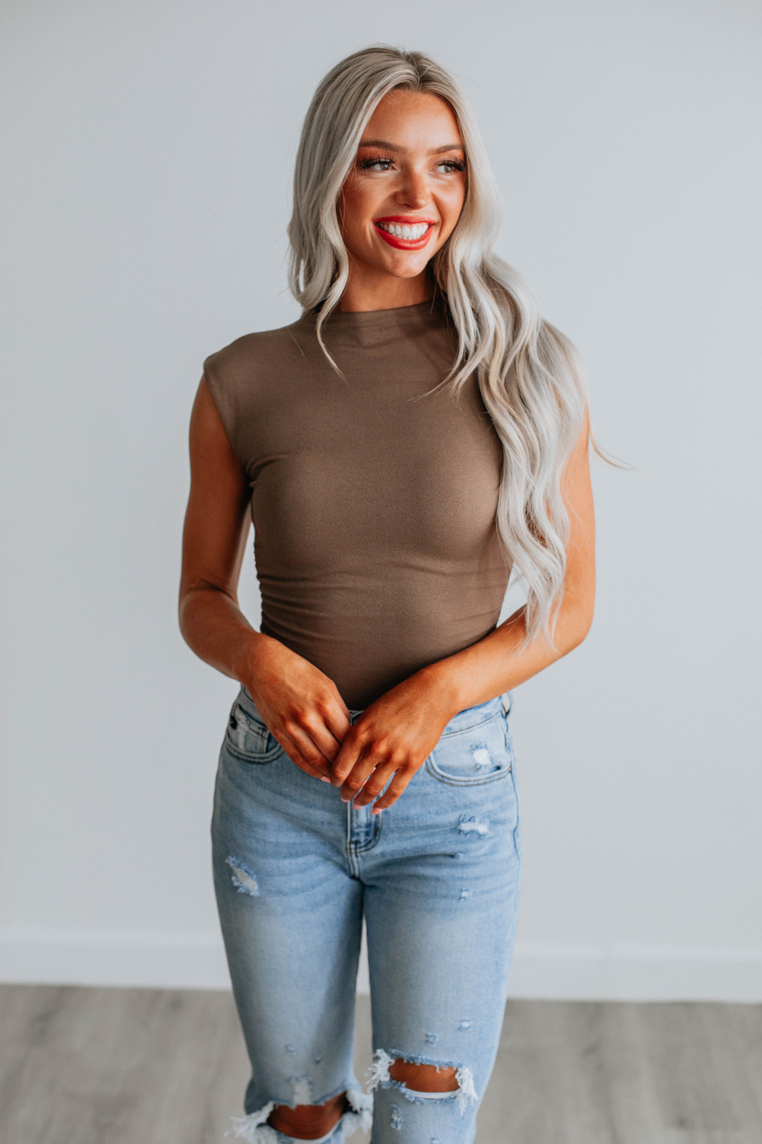 Val Ruched Bodysuit - Mocha sold by Wild Oak Boutique