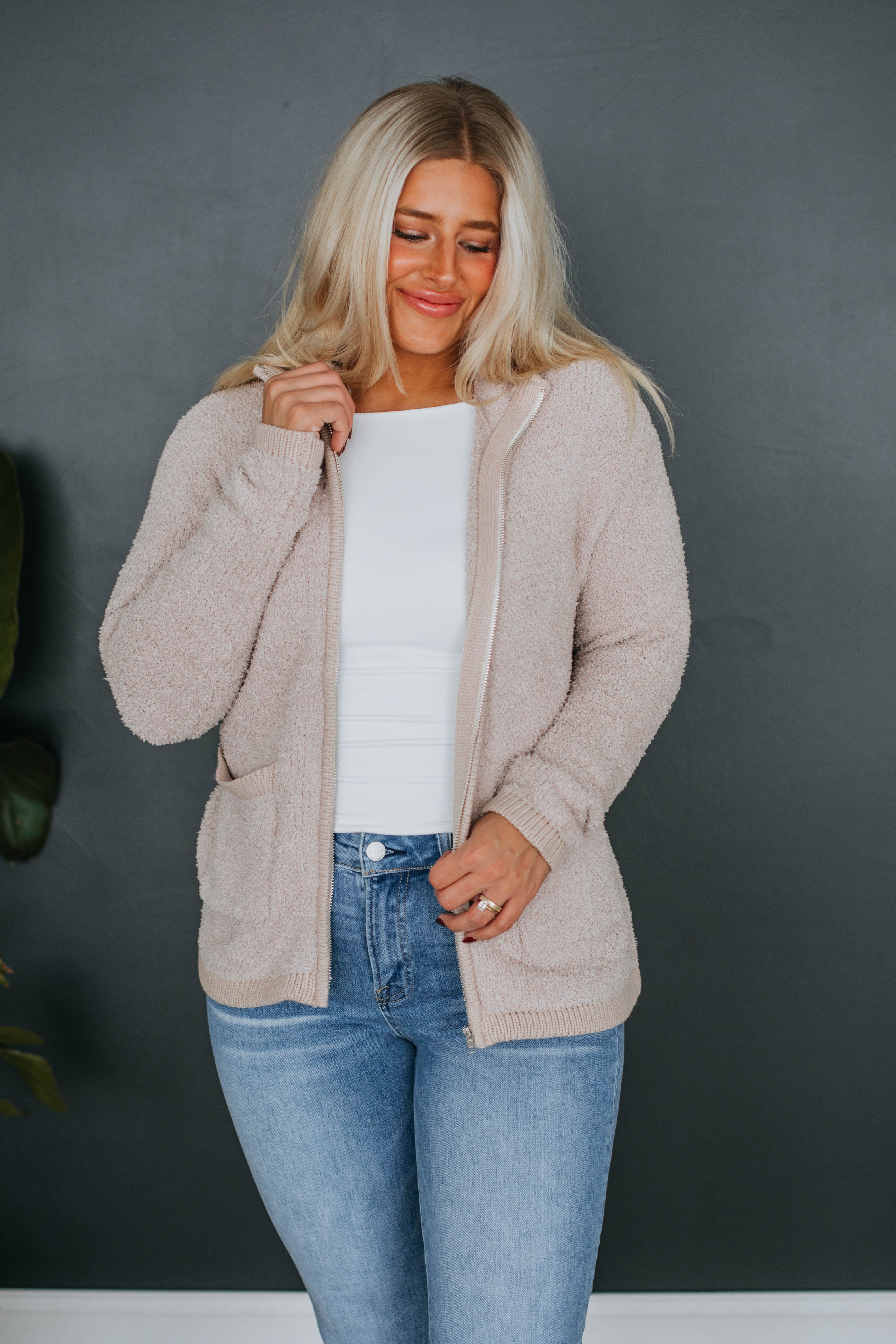 Reeva Sherpa Jacket - Taupe sold by Wild Oak Boutique