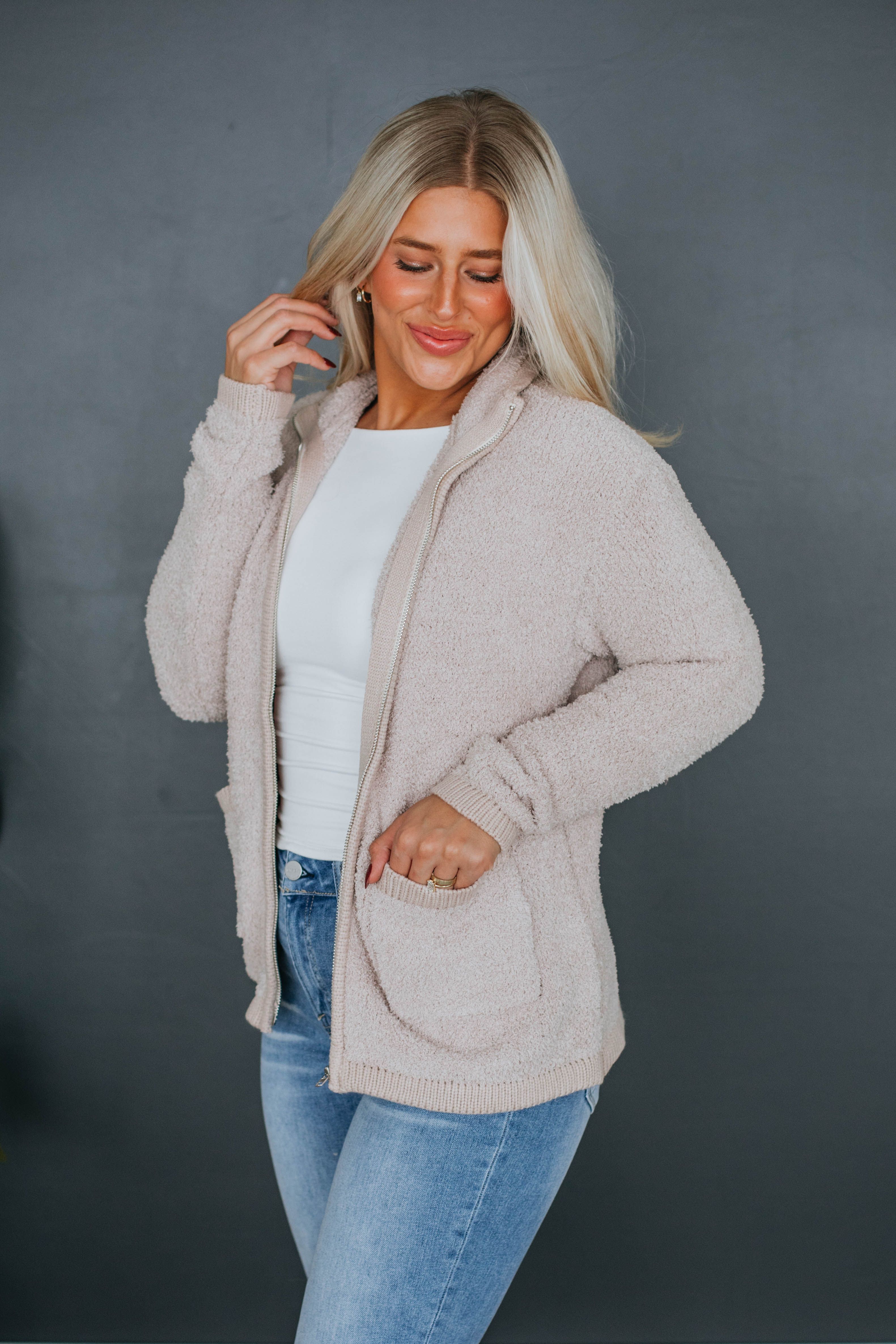 Reeva Sherpa Jacket - Taupe sold by Wild Oak Boutique product image thumbnail 5