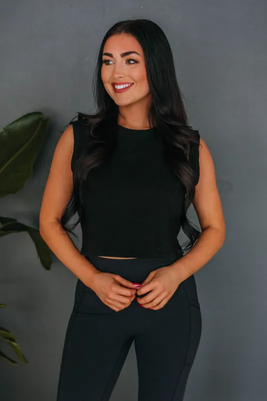 Andrew Cropped Tank - Black sold by Wild Oak Boutique