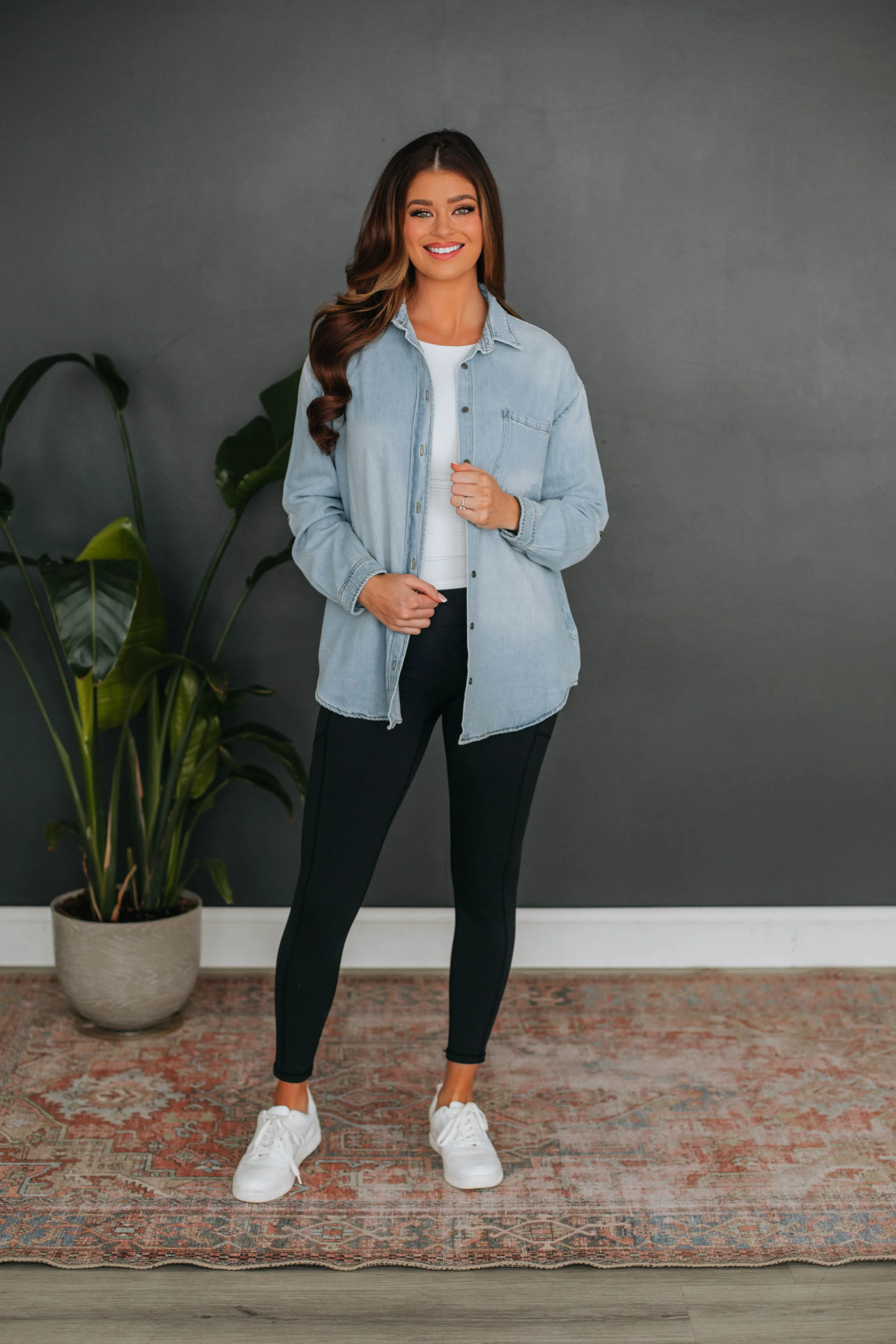 Florence Risen Denim Shacket sold by Wild Oak Boutique product image thumbnail 2