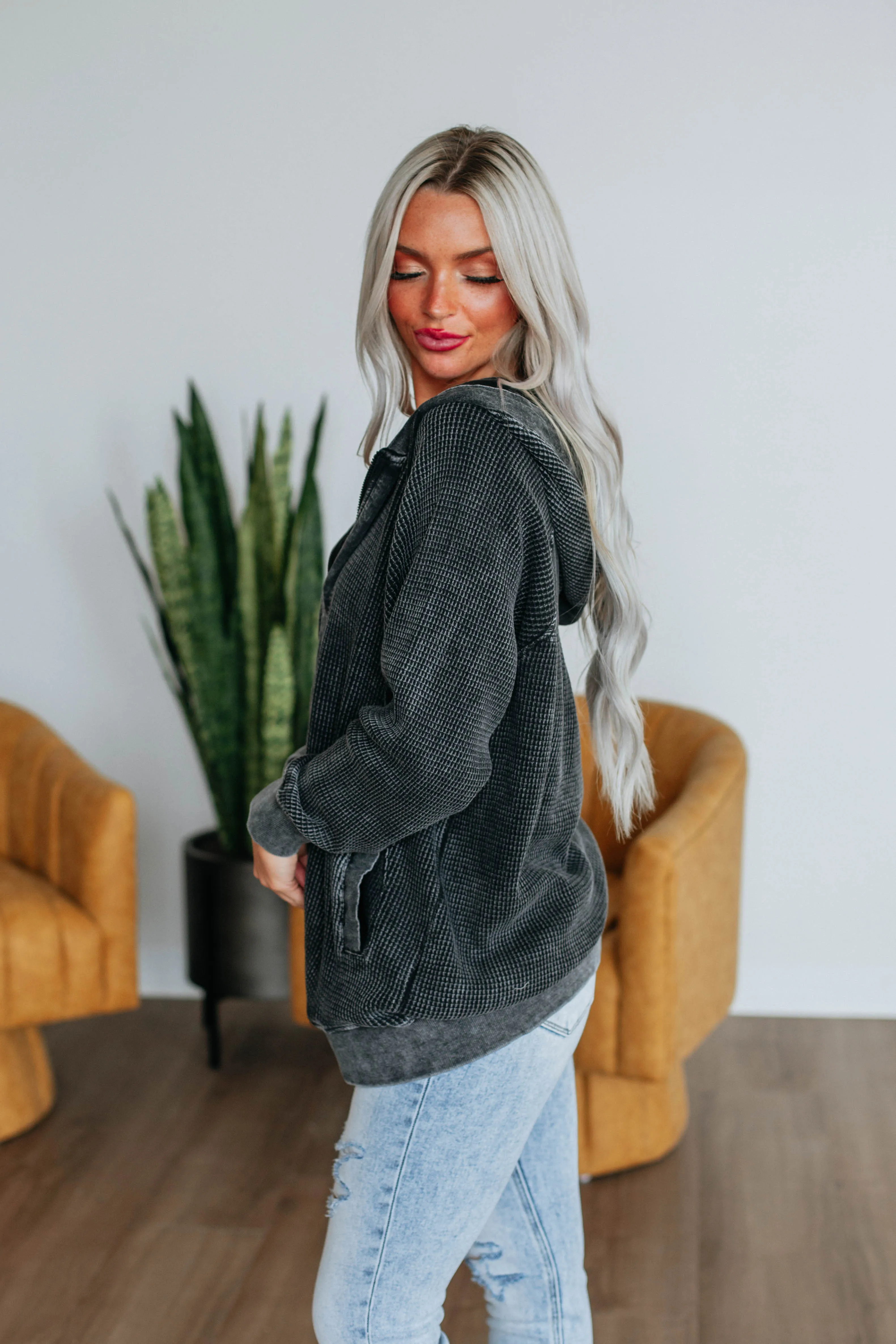 Leya Zip-Up Jacket - Vintage Black sold by Wild Oak Boutique product image thumbnail 4