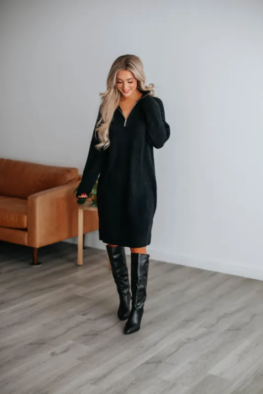 Azella Sweater Dress - Black sold by Wild Oak Boutique