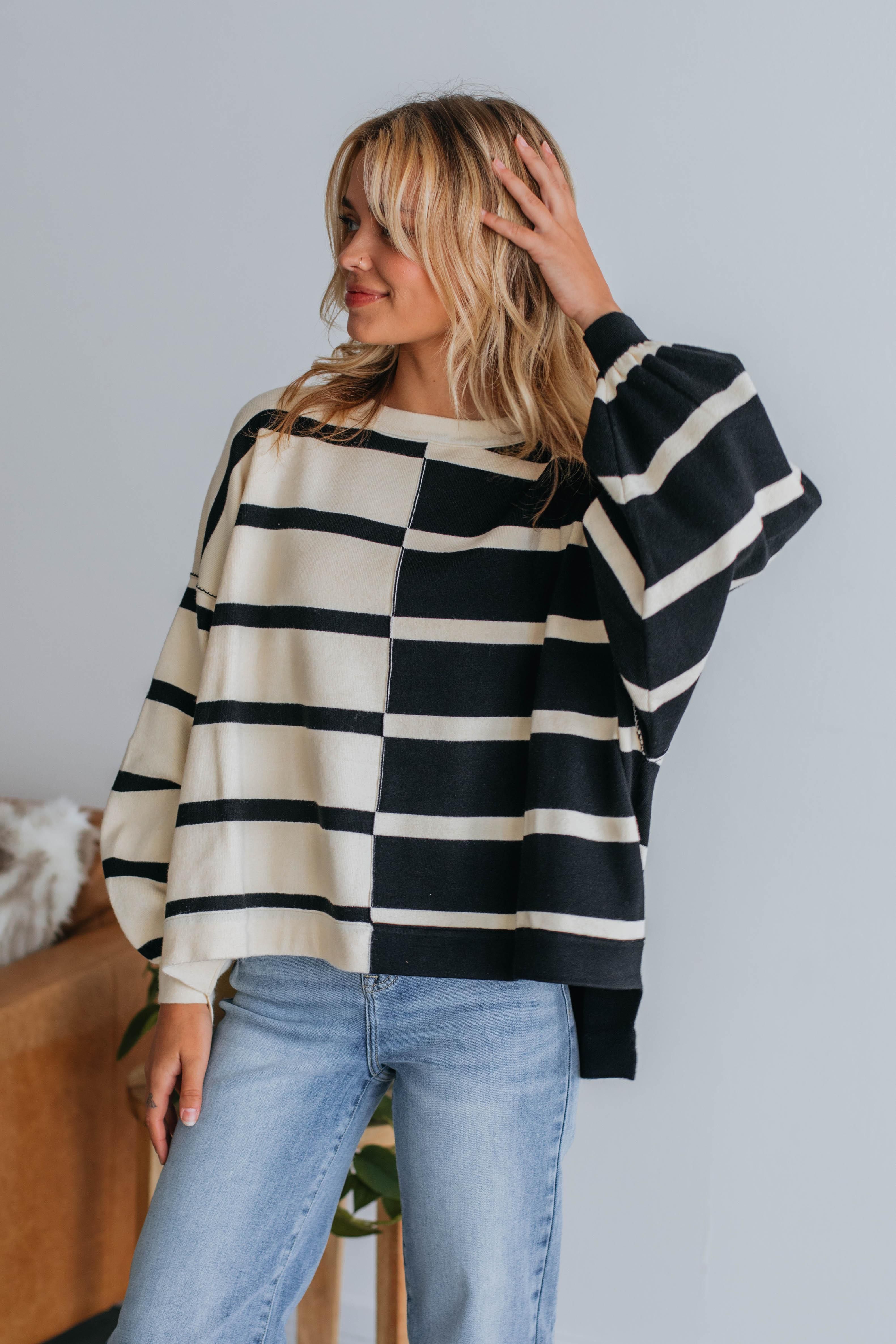 Marie Striped Sweater Top sold by Wild Oak Boutique