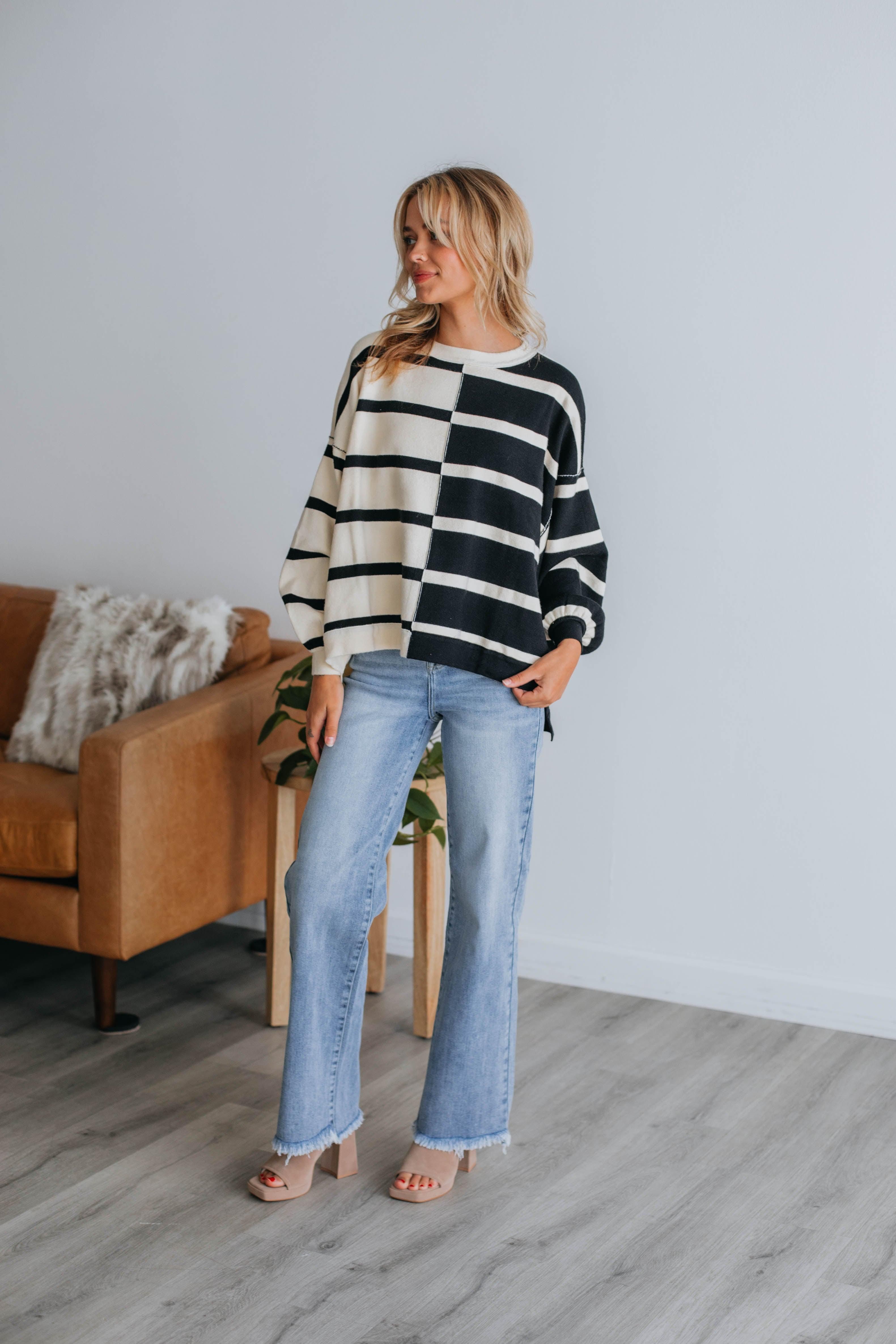 Marie Striped Sweater Top sold by Wild Oak Boutique product image thumbnail 2