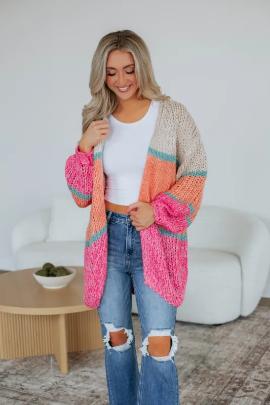Zafira Striped Cardigan - Magenta sold by Wild Oak Boutique