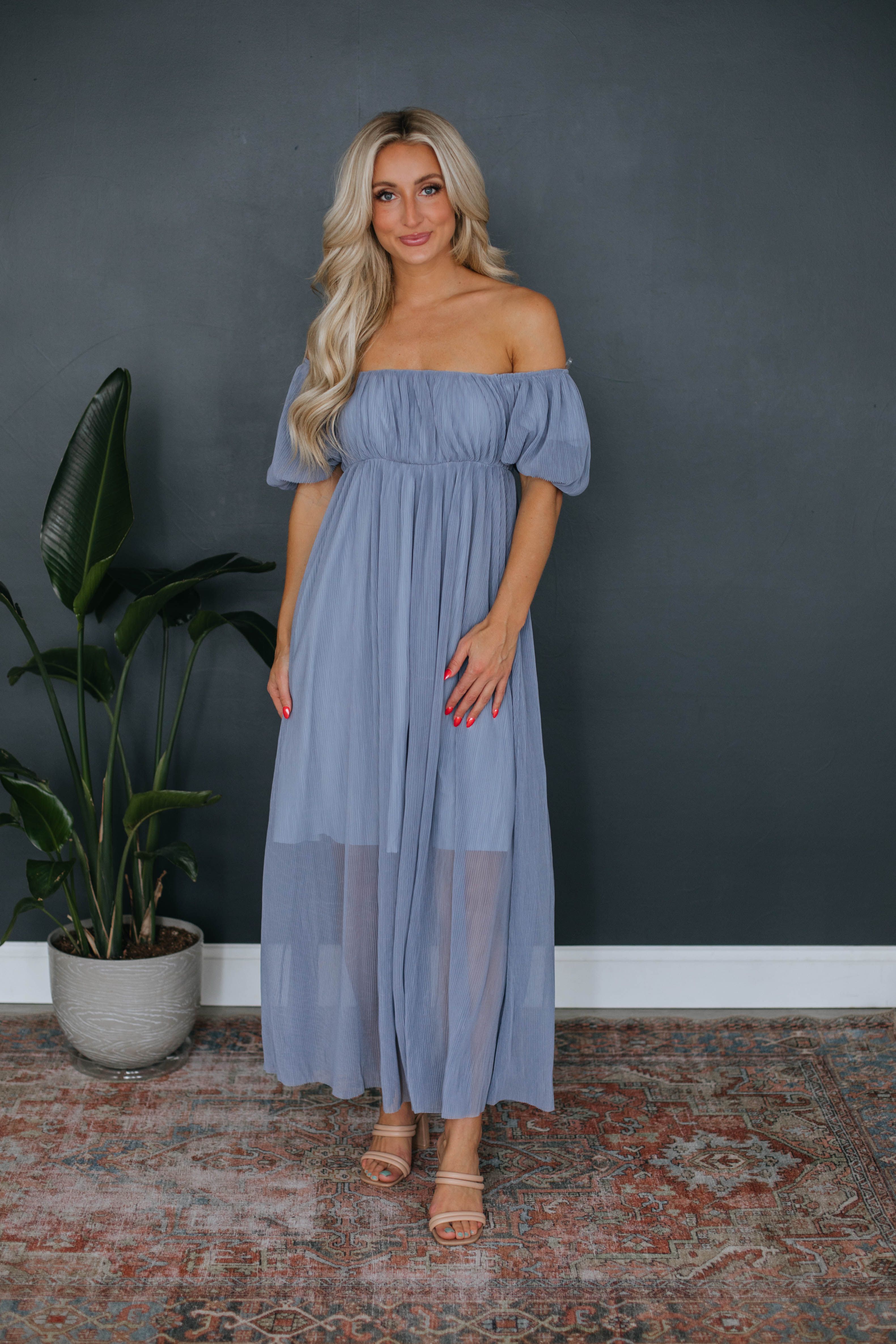Leona Maxi Dress - Steel Blue sold by Wild Oak Boutique product image thumbnail 2