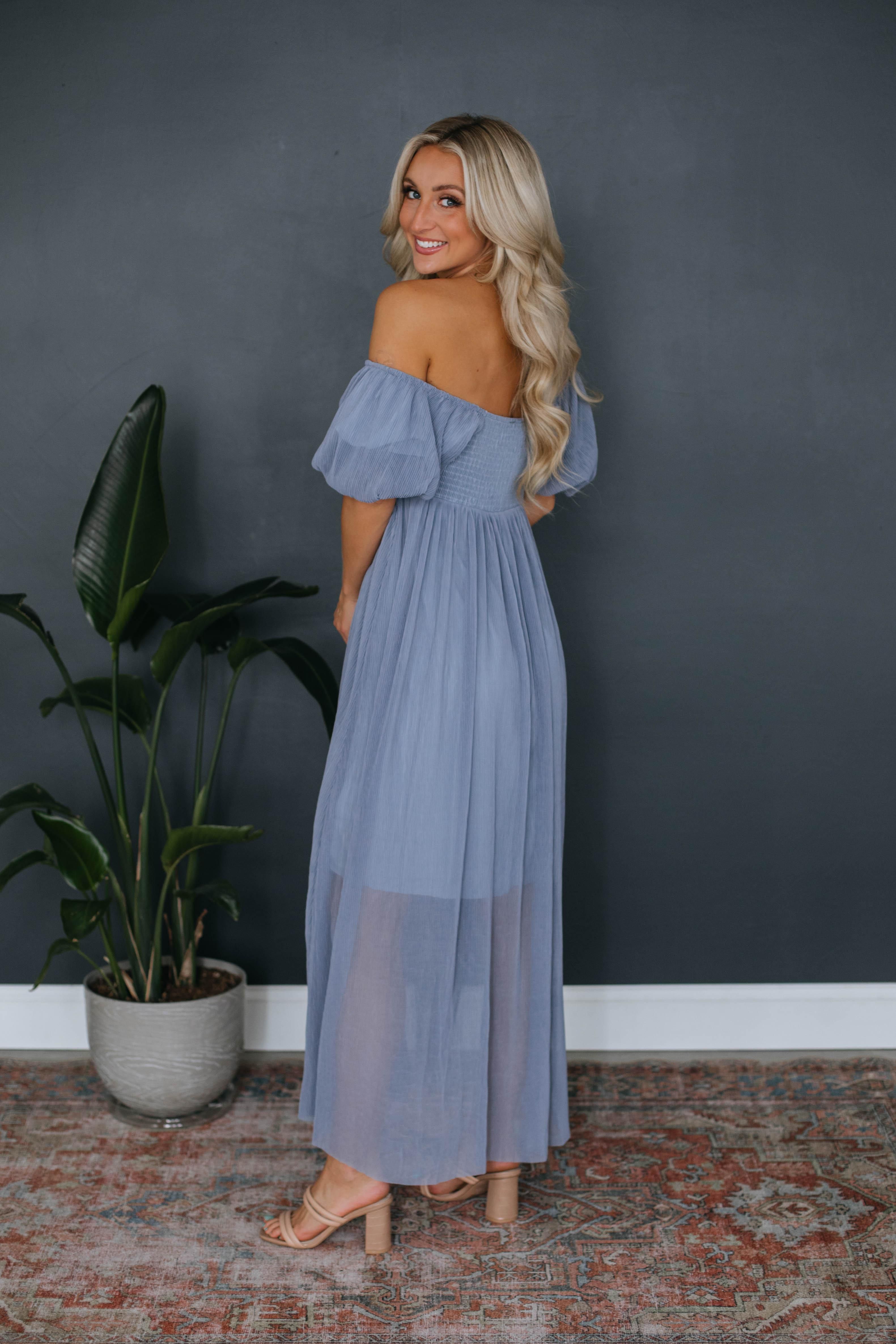 Leona Maxi Dress - Steel Blue sold by Wild Oak Boutique product image thumbnail 6