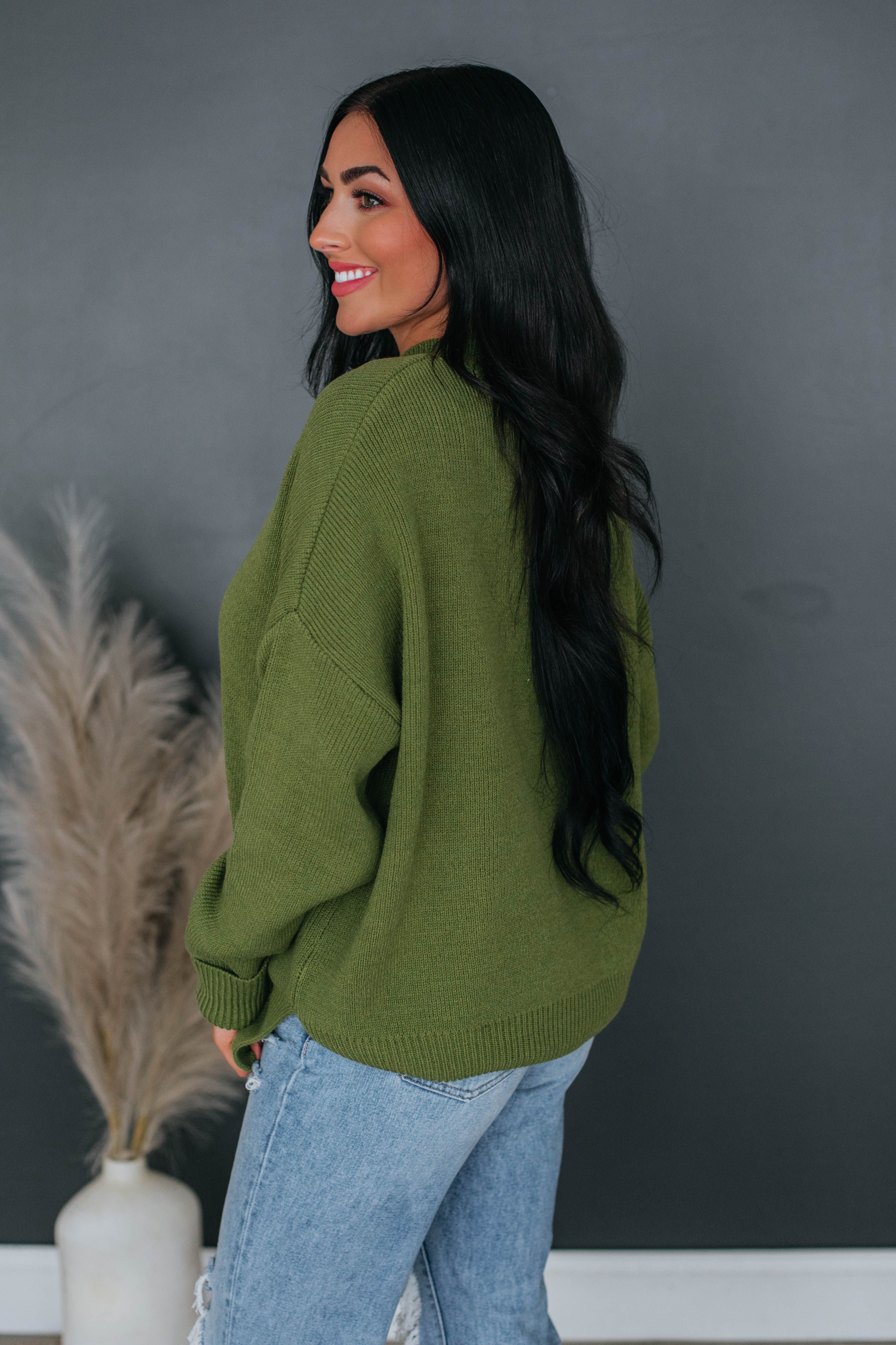 Chelsea Mock Neck Sweater - Olive sold by Wild Oak Boutique product image thumbnail 3