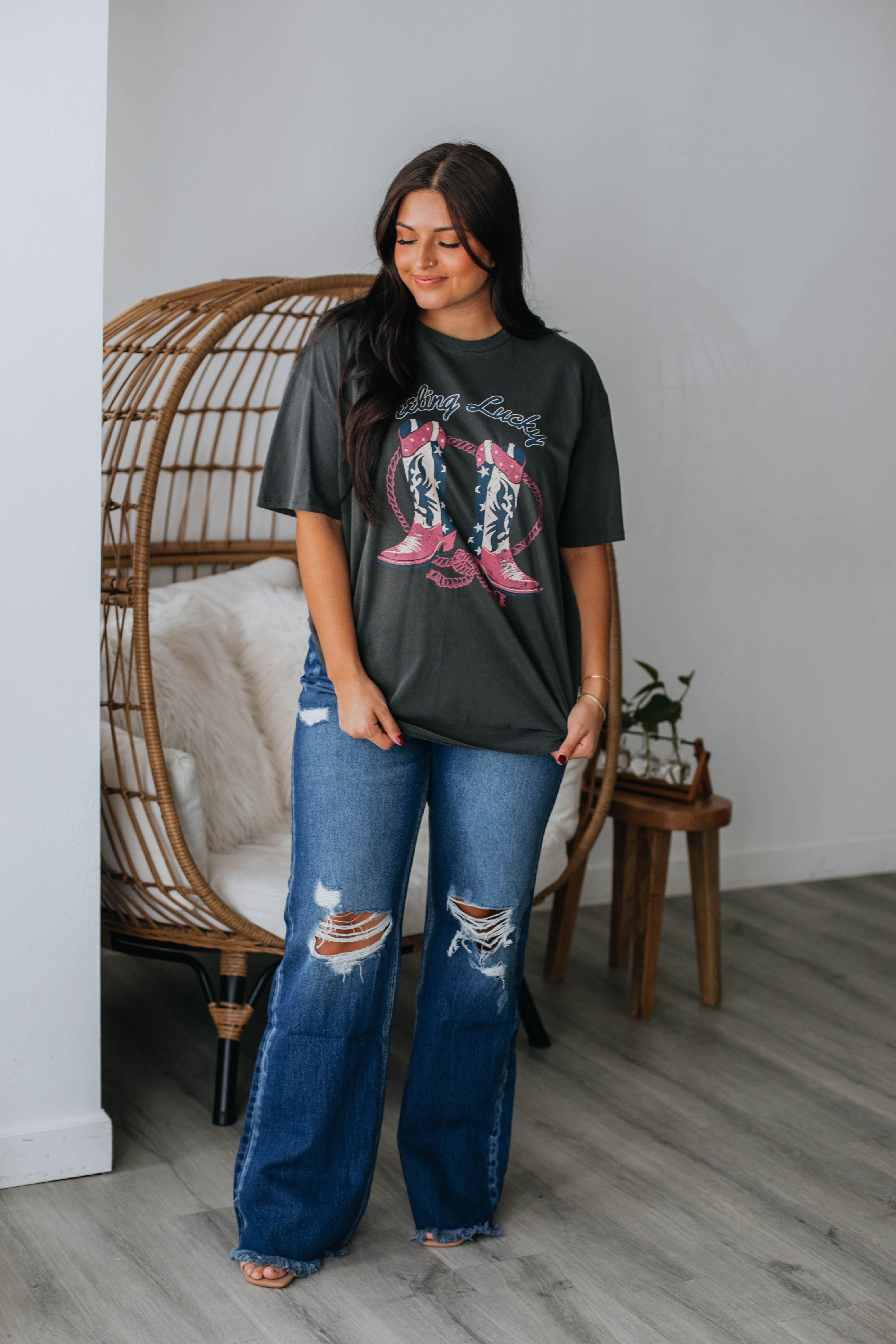Feeling Lucky Graphic Tee sold by Wild Oak Boutique product image thumbnail 4