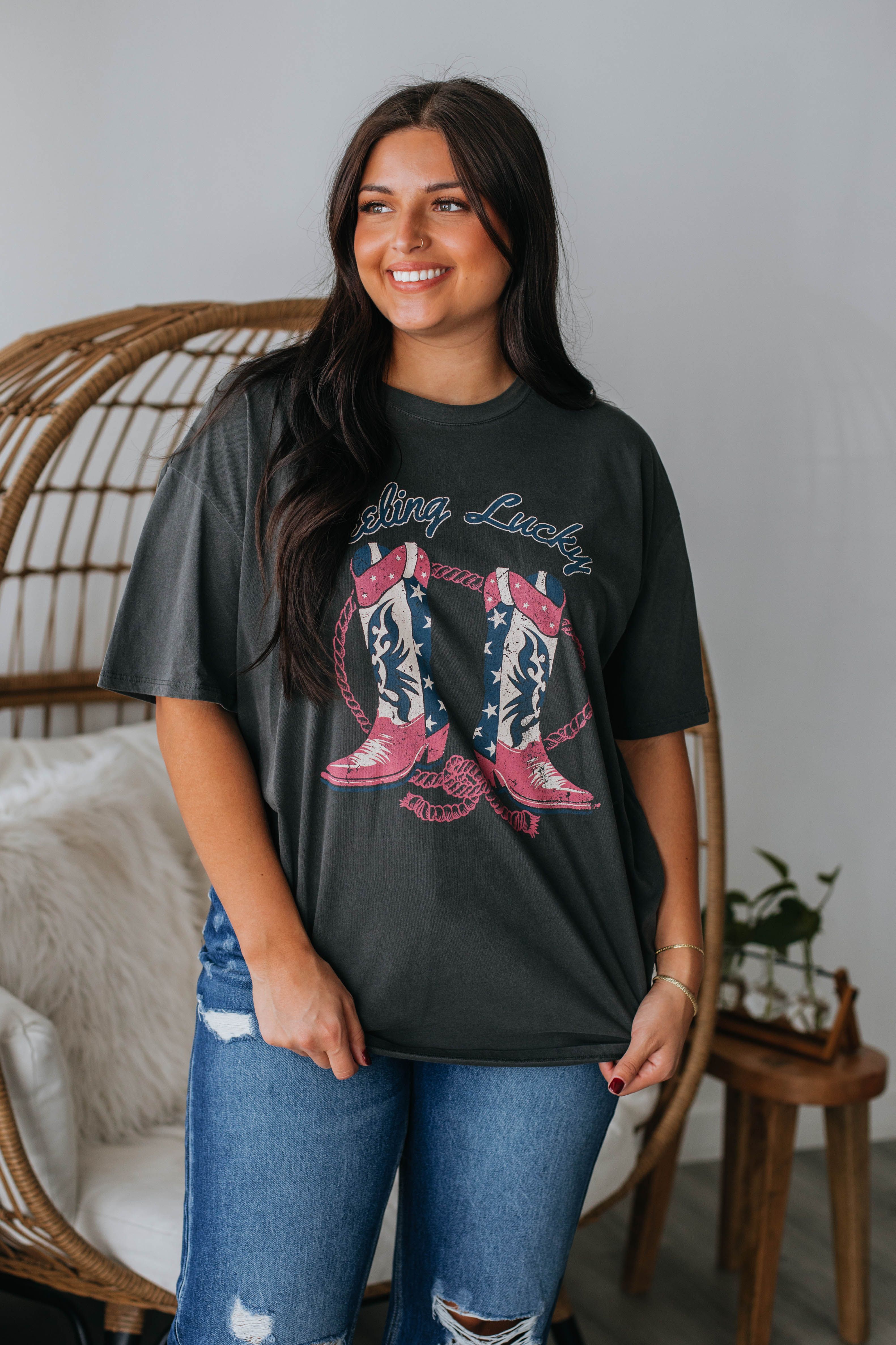 Feeling Lucky Graphic Tee sold by Wild Oak Boutique product image thumbnail 5