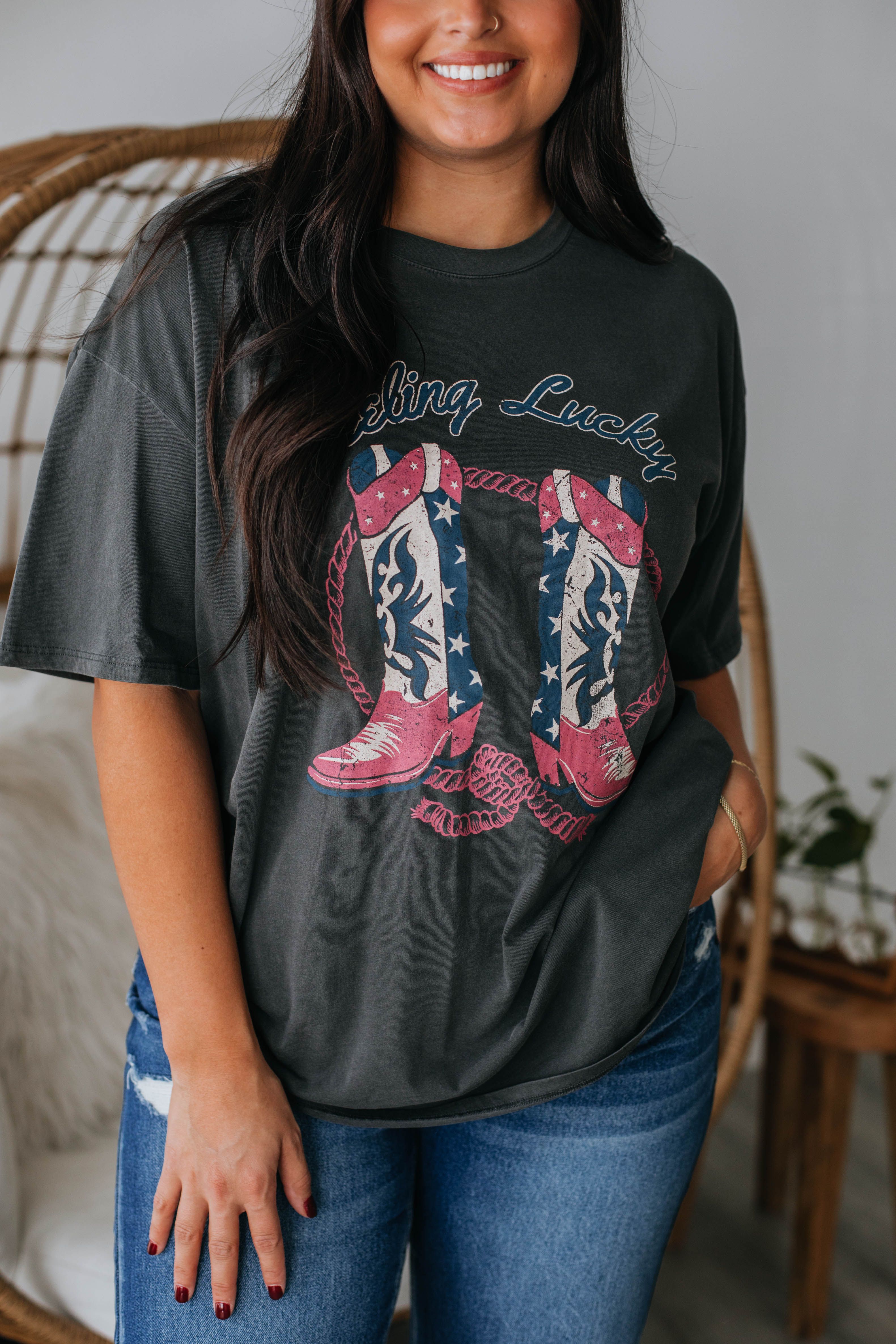 Feeling Lucky Graphic Tee sold by Wild Oak Boutique product image thumbnail 2