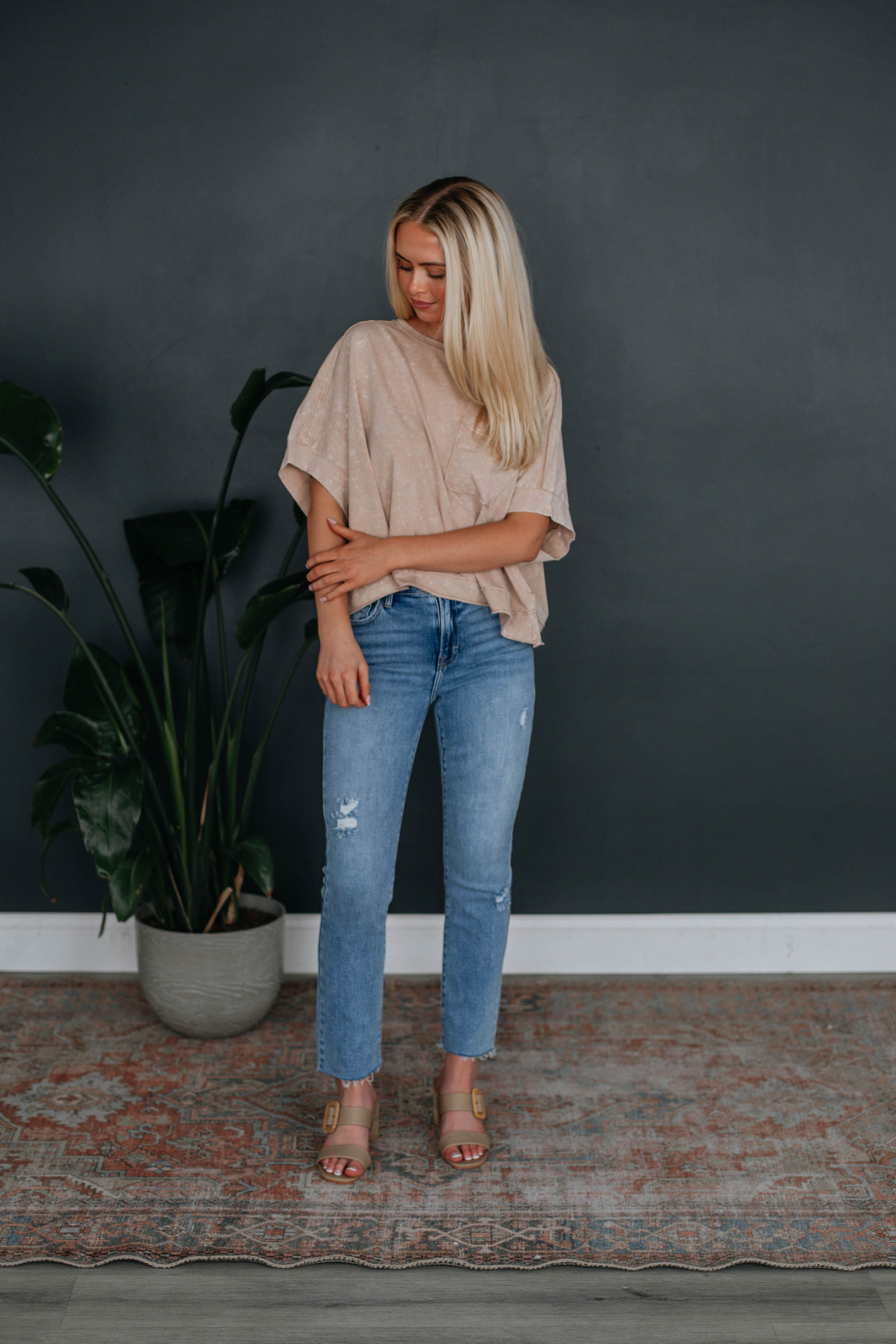 Miles Oversized Tee - Taupe sold by Wild Oak Boutique product image thumbnail 2