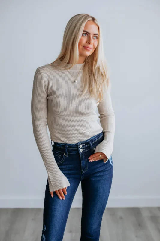 Tyra Ribbed Top - Sand sold by Wild Oak Boutique