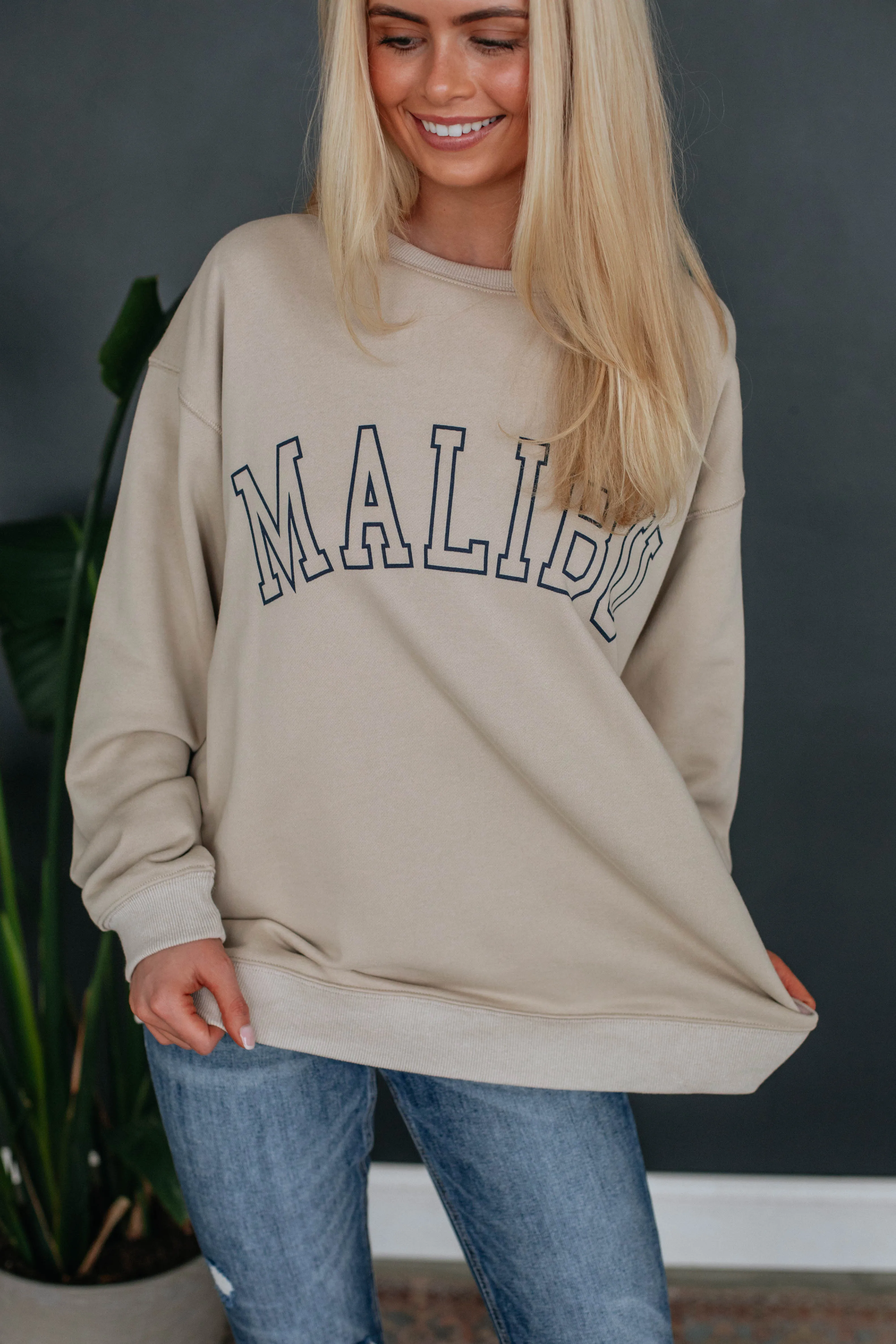 Malibu Oversized Crewneck - Natural sold by Wild Oak Boutique product image thumbnail 4
