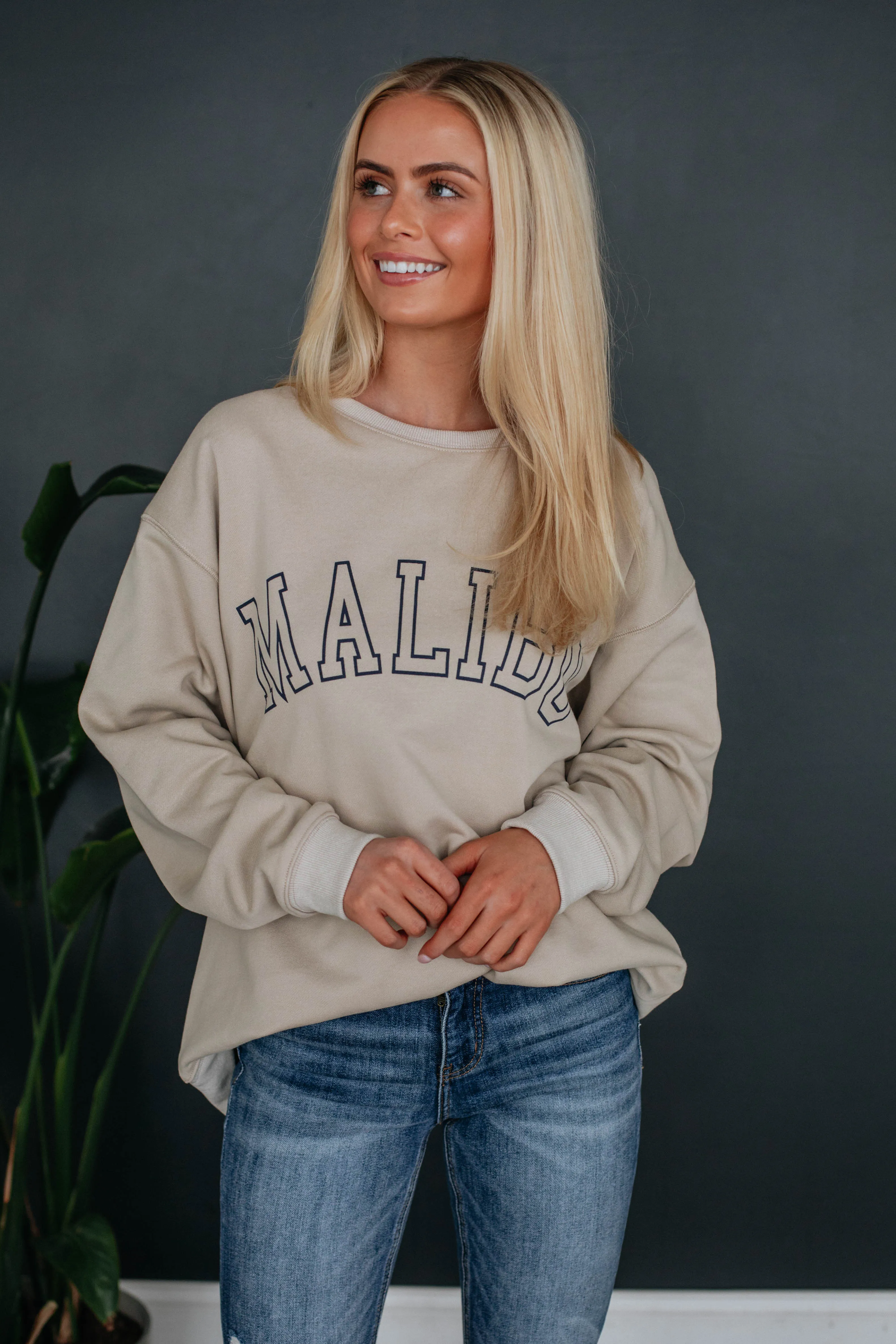 Malibu Oversized Crewneck - Natural sold by Wild Oak Boutique