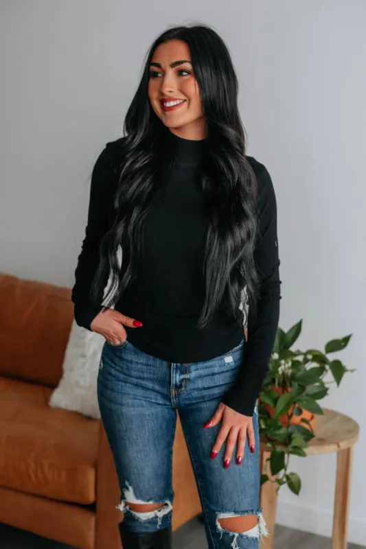 Afton Mock Neck Top - Black sold by Wild Oak Boutique