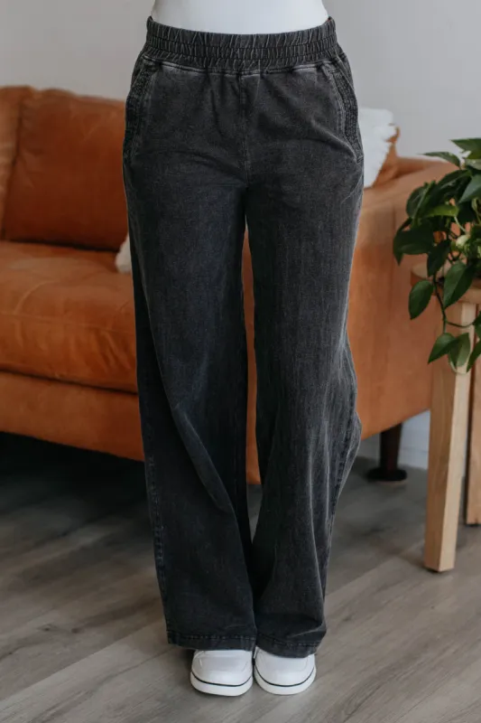 Zienna Lounge Pants - Vintage Black sold by Wild Oak Boutique