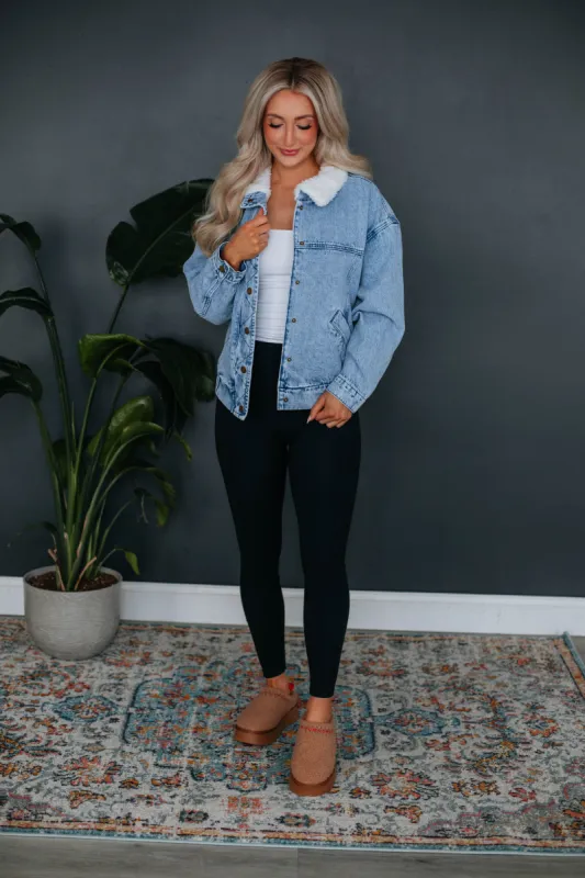 Bennett Sherpa Denim Jacket sold by Wild Oak Boutique
