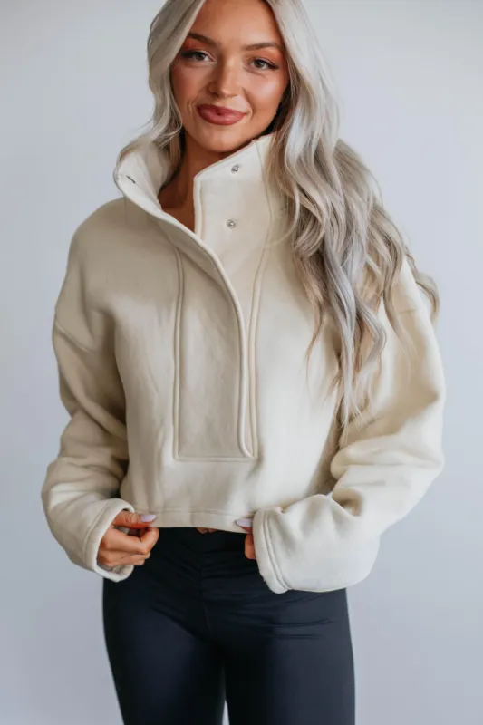Analia Cropped Sweatshirt - Cream sold by Wild Oak Boutique