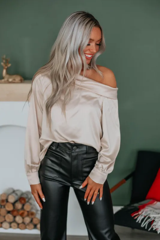 Jane Satin Top - Champagne sold by Wild Oak Boutique