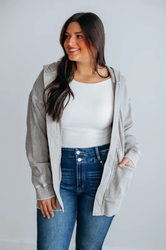 Chloe Waffle Knit Cardigan - Stone made by Mono B
