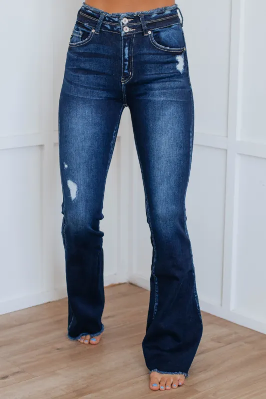 Christopher High Rise Kan Can Flare Jeans - Dark Wash sold by Wild Oak Boutique