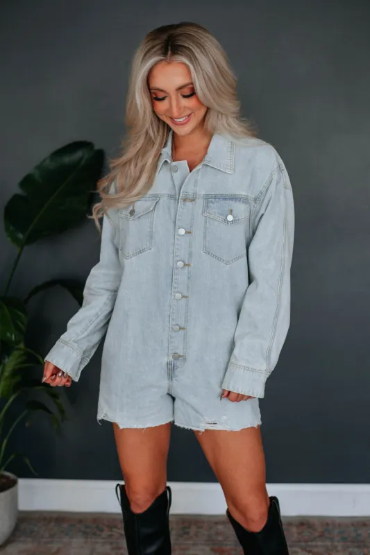 Lauren Denim Romper made by Wild Oak Boutique