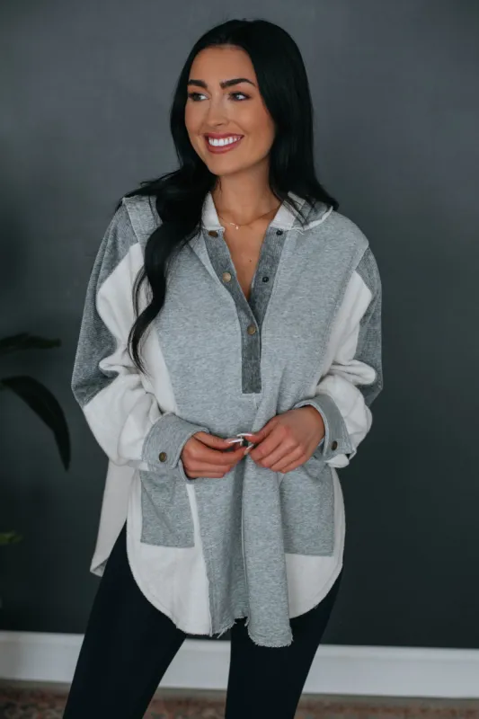 Malia Henley Pullover - Heather Grey sold by Wild Oak Boutique