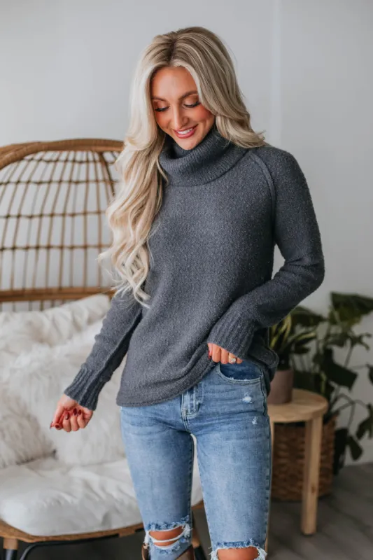 Brette Turtleneck Sweater - Charcoal sold by Wild Oak Boutique