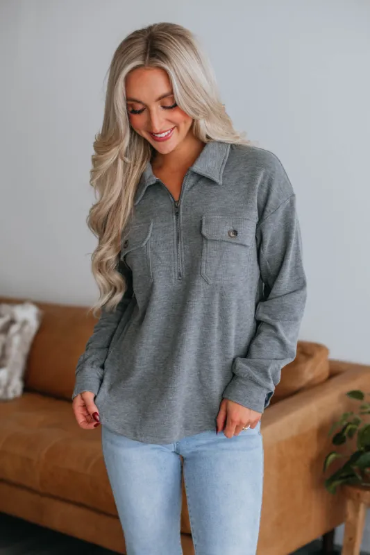 Michelle Pullover - Charcoal made by Wild Oak Boutique