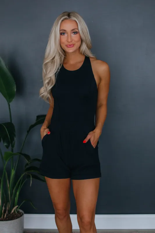 Jaden Active Romper - Black sold by Wild Oak Boutique