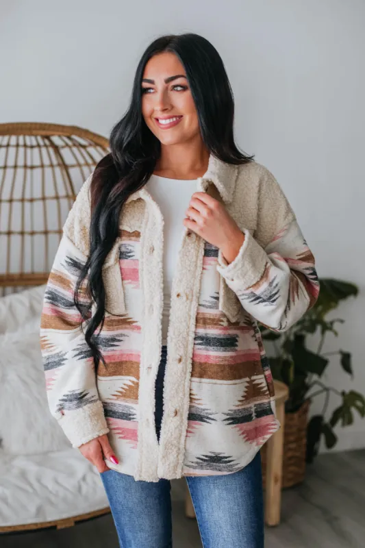 Wyona Aztec Print Shacket sold by Wild Oak Boutique