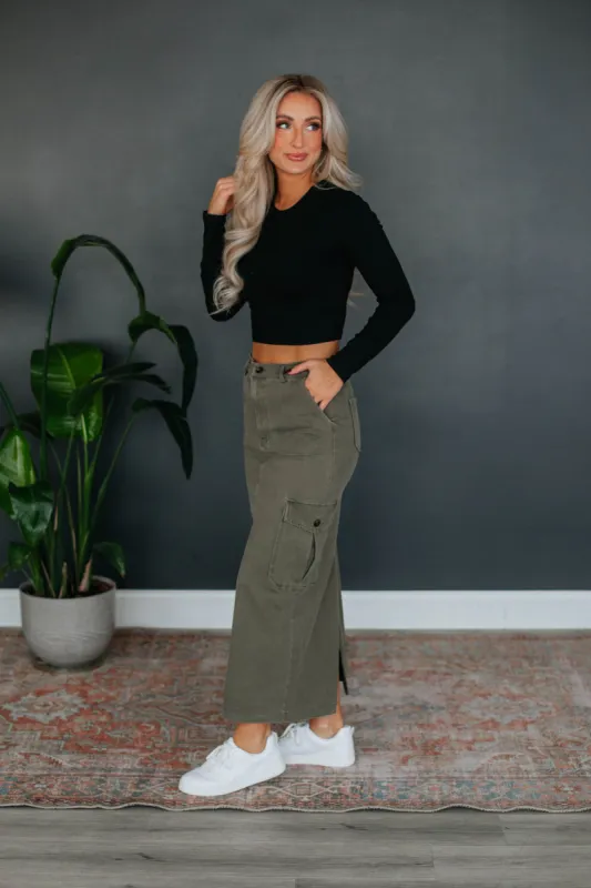 Garrow Cargo Skirt - Olive sold by Wild Oak Boutique