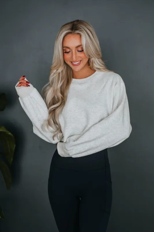 Tara Cropped Sweatshirt - Grey Melange sold by Wild Oak Boutique