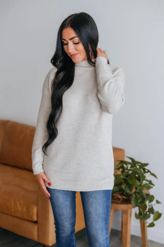 Kai Mock Neck Sweater - Oatmeal sold by Wild Oak Boutique