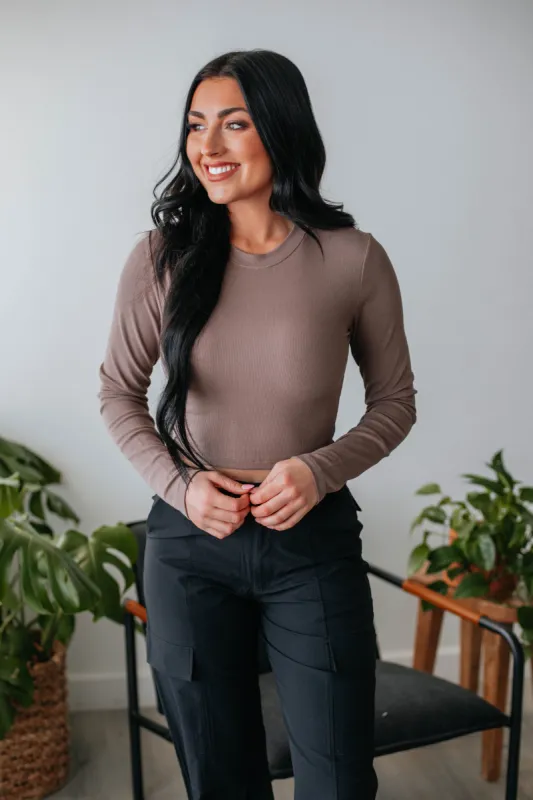 Mazure Ribbed Top - Mocha sold by Wild Oak Boutique