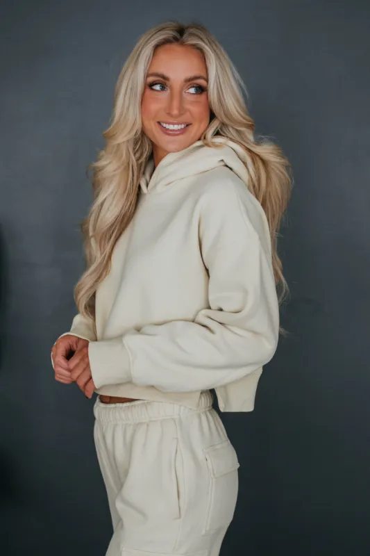 Autumn Cropped Hoodie - Beige sold by Wild Oak Boutique