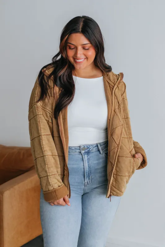 Zaiden Quilted Jacket - Camel sold by Wild Oak Boutique