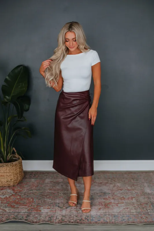 Bowie Leather Skirt - Wine sold by Wild Oak Boutique