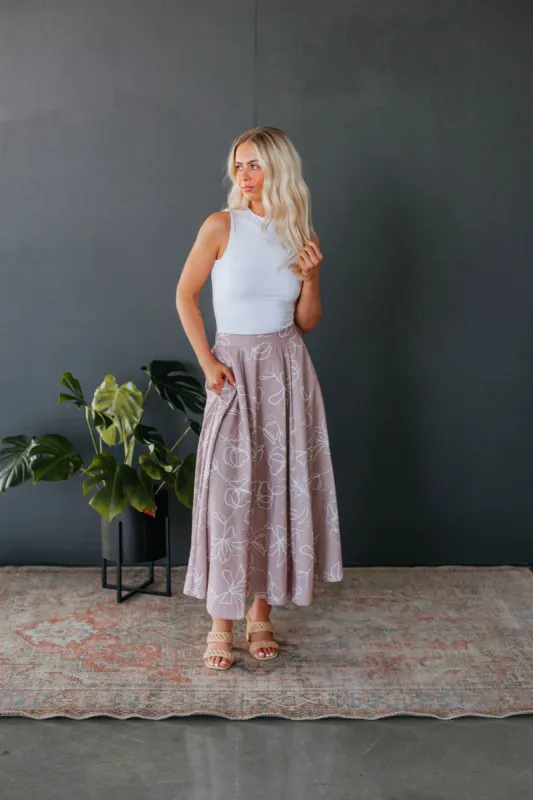 Mindy Floral Midi Skirt - Mauve made by Wild Oak Boutique