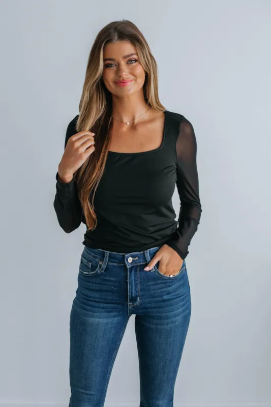 Elsie Long Sleeve Top - Black sold by Wild Oak Boutique