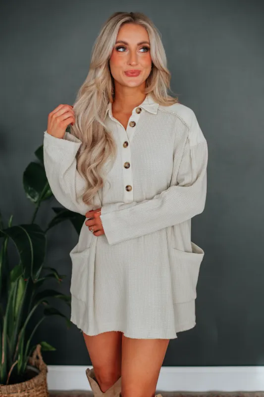 Monet Oversized Henley Top - Natural sold by Wild Oak Boutique