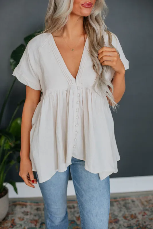 Abilene Babydoll Top - Cream sold by Wild Oak Boutique